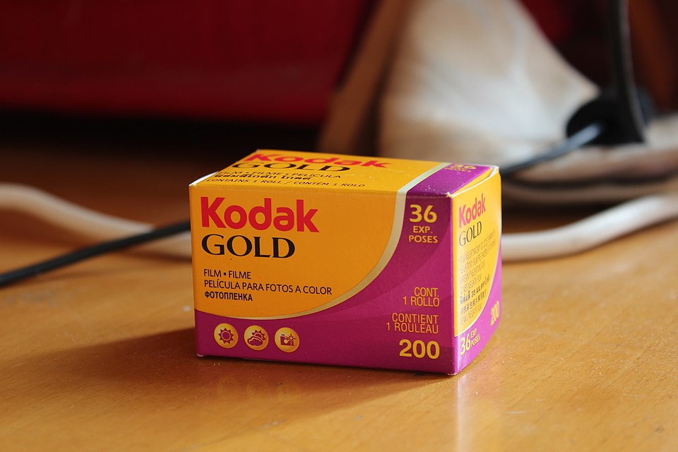 A box of Kodak Gold 200 colour negative 35mm film
